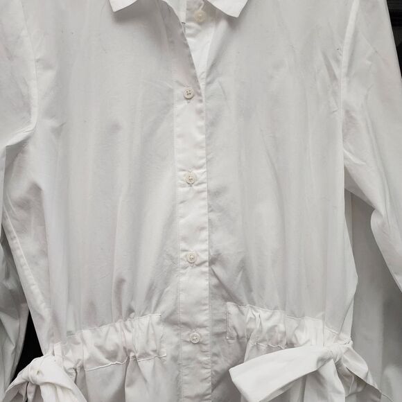Mona Thalheimer Sz. L White Side Tie Blouse Capsule Minimalist - Picture 8 of 15